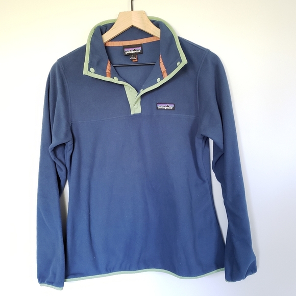 Patagonia Navy Blue Tsnap Fleece Pullover Sweatshirt Jacker Sz Small - Picture 1 of 4